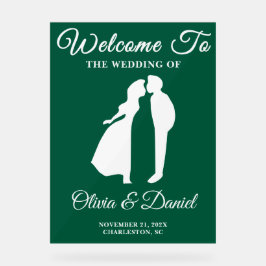 Grün handgeschriebene Weihnachtsfeier Begrüßung Acrylschild