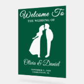 Grün handgeschriebene Weihnachtsfeier Begrüßung Acrylschild (Winkel)