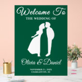 Grün handgeschriebene Weihnachtsfeier Begrüßung Acrylschild (Hochzeit)