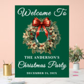 Grün handgeschriebenes Script Weihnachts-Party Wil Acrylschild (Hochzeit)