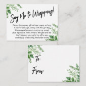 Grün Handwriting sagt Nein zu Wrapping! Begleitkarte (Vorne/Hinten)