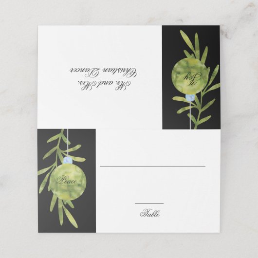  | Grün | Hochzeitsempfang Platzkarte (Außenseite Aufgefaltet)