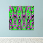 Grün-Hot-Pink-Schwarz Moderne geometrische Wave Leinwanddruck (Insitu (Holzboden))