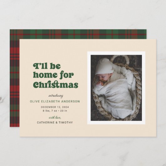 Grün, ich bin Zuhause für Weihnachten Ankündigung (Vorne/Hinten)