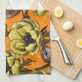 Grün im gelben Anemonengarten Geschirrtuch (Viertel Falte)