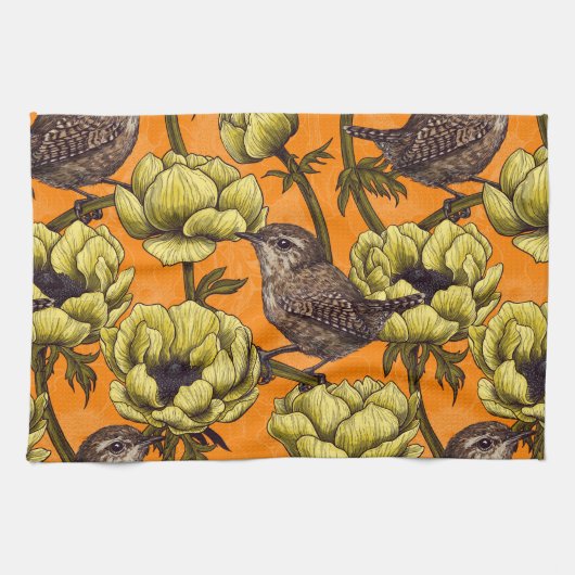 Grün im gelben Anemonengarten Geschirrtuch (Horizontal)