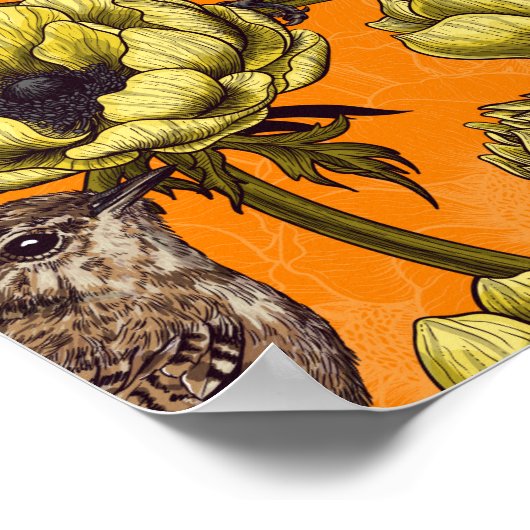 Grün im gelben Anemonengarten Poster (Ecke)