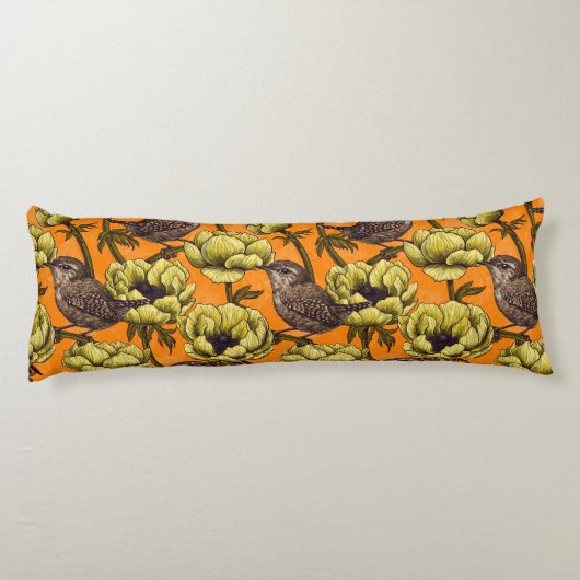 Grün im gelben Anemonengarten Seitenschläferkissen (Rückseite)