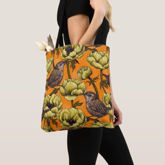 Grün im gelben Anemonengarten Tasche (Von Nahem)