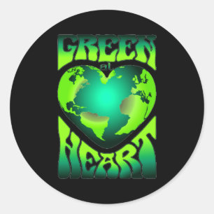 Grün im Herzen Eco Umweltfreundlich Retro  Runder Aufkleber