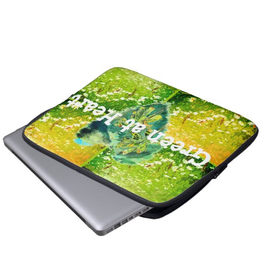 Grün im Herzen Laptopschutzhülle (Vorne Knopf)
