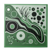 Grün im Stil der Aborigine-Kunst 1 9 Keramik Tile Fliese (Vorderseite)