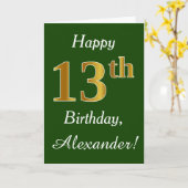 Grün, Imitat-Gold13. Geburtstag + Individueller Karte (Gelbe Blume)