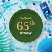 Grün, Imitat-Gold65. Geburtstag + Individueller Pappteller (Party)