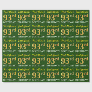 Grün, Imitat-Gold-Look "93. GEBURTSTAG" Geschenkpapier