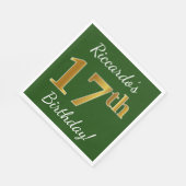 Grün, Imitate Gold 17. Geburtstag + Individuelle N Serviette (Ecke)