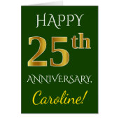 Grün, Imitate Gold 25. Hochzeitstag + Name (Vorne)