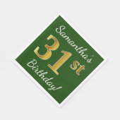 Grün, Imitate Gold 31. Geburtstag + Individuelle N Serviette (Ecke)