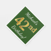 Grün, Imitate Gold 42. Geburtstag + Individuelle N Serviette (Ecke)