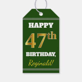Grün, Imitate Gold 47. Geburtstag + Individuelle N Geschenkanhänger