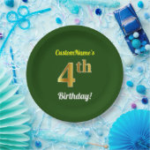 Grün, Imitate Gold 4. Geburtstag + Individuelle Na Pappteller (Party)