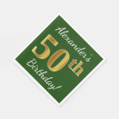 Grün, Imitate Gold 50. Geburtstag + Individuelle N Serviette (Ecke)
