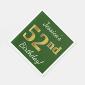 Grün, Imitate Gold 52. Geburtstag + Individuelle N Serviette (Ecke)