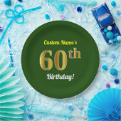 Grün, Imitate Gold 60. Geburtstag + Individuelle N Pappteller (Party)