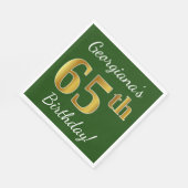 Grün, Imitate Gold 65. Geburtstag + Individuelle N Serviette (Ecke)