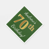 Grün, Imitate Gold 70. Geburtstag + Individuelle N Serviette (Ecke)