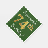 Grün, Imitate Gold 74. Geburtstag + Individuelle N Serviette (Ecke)