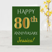 Grün, Imitate Gold 80. Hochzeit Anniversary + Name Karte (Gelbe Blume)