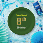 Grün, Imitate Gold 8. Geburtstag + Individuelle Na Pappteller (Party)