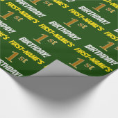 Grün, Imitate/Nachahmungs-Gold, "1. BIRTHTAG" Geschenkpapier (Ecke)
