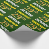 Grün, Imitate/Nachahmungs-Gold, "29. GEBURTSTAG" Geschenkpapier (Ecke)