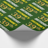 Grün, Imitate/Nachahmungs-Gold, "39. GEBURTSTAG" Geschenkpapier (Ecke)