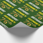 Grün, Imitate/Nachahmungs-Gold, "76. GEBURTSTAG" Geschenkpapier (Ecke)