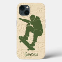 Grün, Imitate Woodgrain Skateboarder