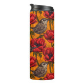 Grün in einem roten Anemonengarten-Thermalwäscher Thermosbecher (Nach rechts gedreht)