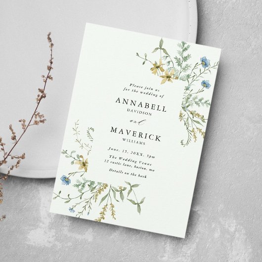 Grün in einer zarten Wildblume Einladung