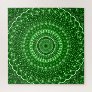 Grün indische spirituelle moderne Heilung Mandala Puzzle