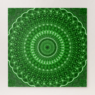 Grün indische spirituelle moderne Heilung Mandala  Puzzle