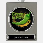 Grün ist HOT Banner-Ornament Silber (Vorderseite)
