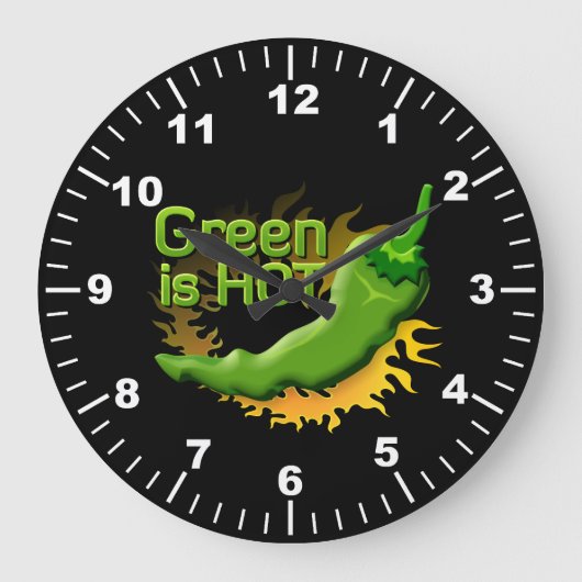 Grün ist HOT Große Wanduhr (Vorderseite)