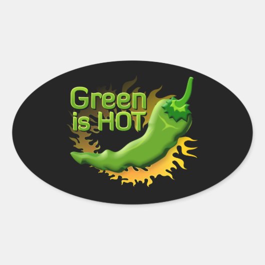 Grün ist HOT Ovaler Aufkleber (Vorderseite)