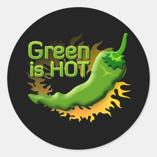 Grün ist HOT Runder Aufkleber (Vorderseite)