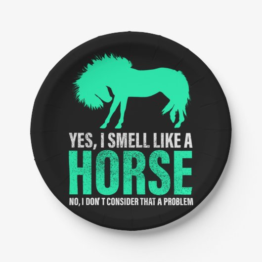 Grün Ja, ich rieche wie ein Pferd Pappteller (Vorderseite)