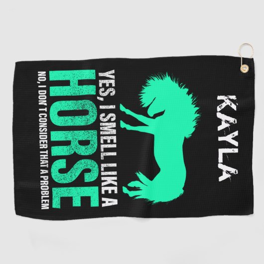 Grün Ja, ich rieche wie ein Pferd Personalisiert Golfhandtuch (Horizontal)