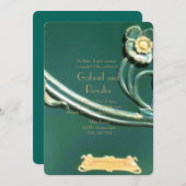 Grün, Jugendstil, Belle Epoque, Holzarbeiten, Vint Save The Date (Vorne/Hinten)