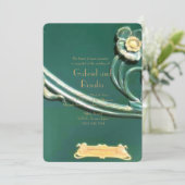 Grün, Jugendstil, Belle Epoque, Holzarbeiten, Vint Save The Date (Stehend Vorderseite)